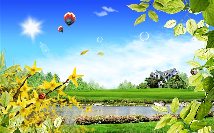 Photoshop sonnigen Sommertag Landschaft Wallpaper (2) #17