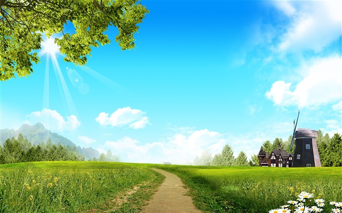 Photoshop sunny summer landscape wallpaper (2) #19