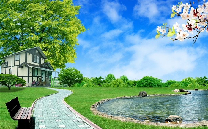 Photoshop sunny summer landscape wallpaper (2) #20