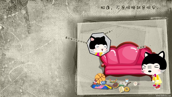 Dětská kočka karikatury tapety (1) #13