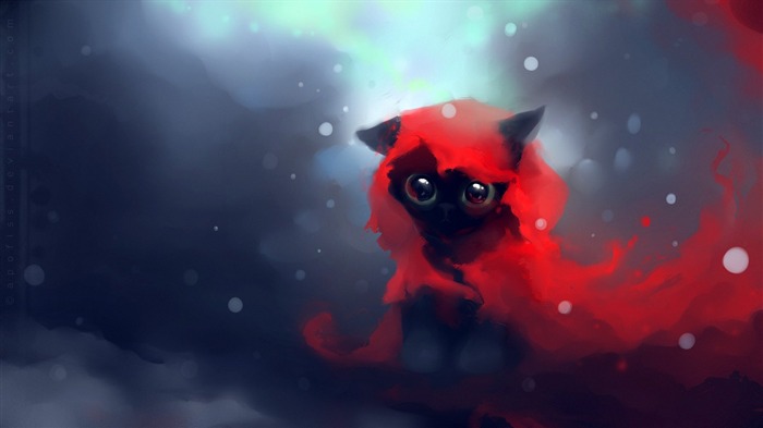 Apofiss malá černá kočka tapety akvarel ilustrací #8