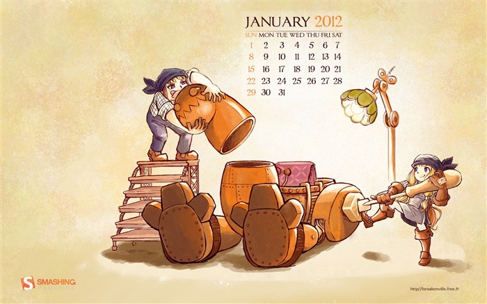 Январь 2012 Календарь Обои #3