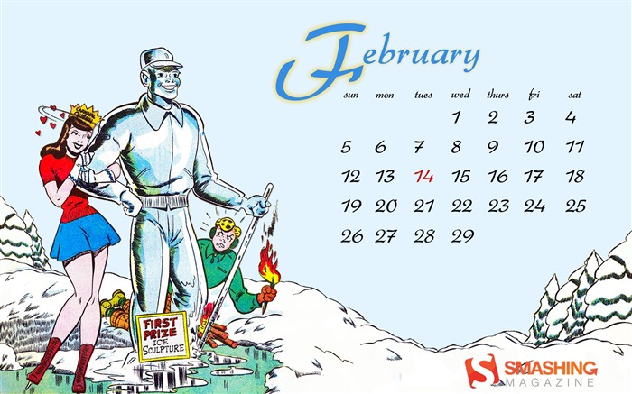 Февраль 2012 Календарь обои (2) #6