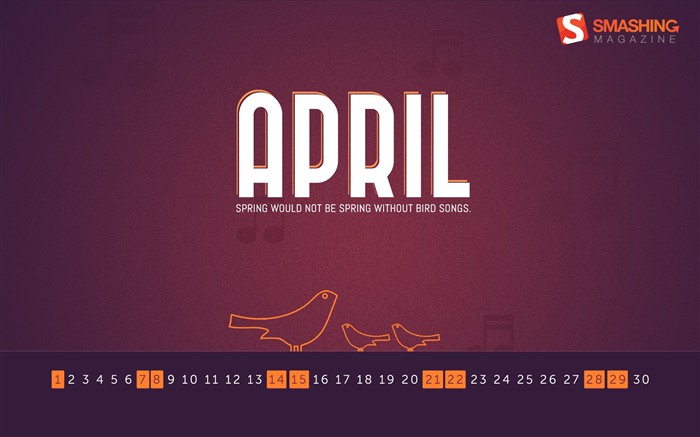 De abril de 2012 fondos de pantalla de calendario (1) #7