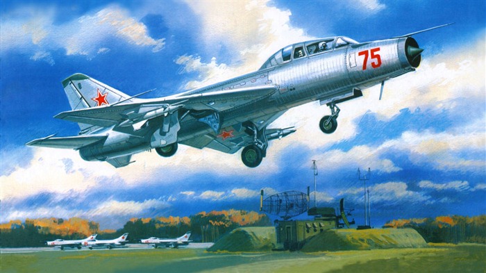 空中飛行的軍用飛機 精美繪畫壁紙 #9