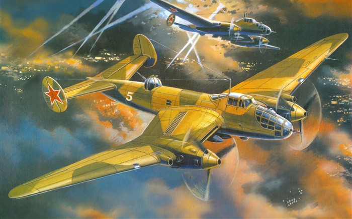 空中飞行的军用飞机 精美绘画壁纸18