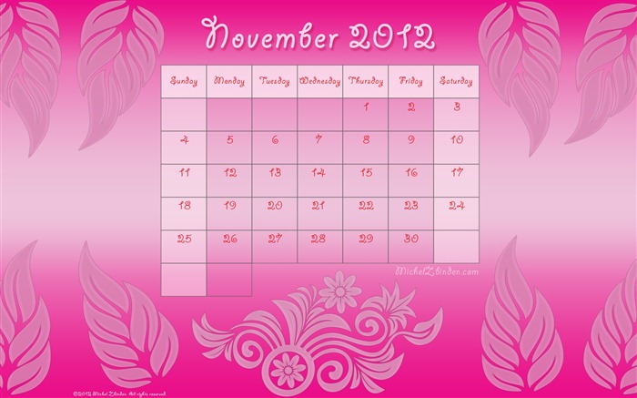 November 2012 Calendar wallpaper (1) #3