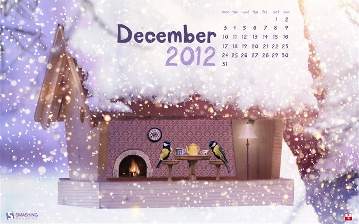 Décembre 2012 Calendar Wallpaper (1) #1