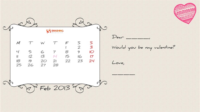 February 2013 Calendar wallpaper (1) #12