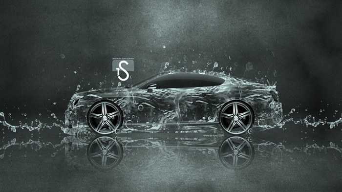 Water drops splash, beautiful car creative design wallpaper #2