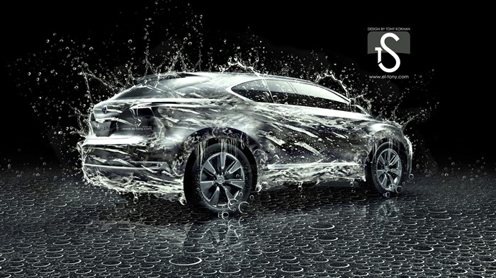 Water drops splash, beautiful car creative design wallpaper #8