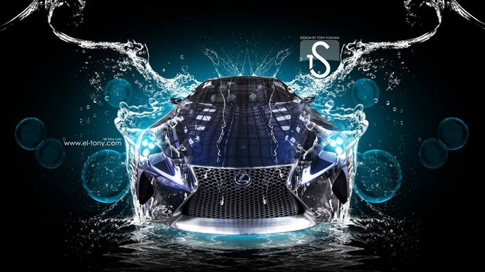 Les gouttes d'eau splash, beau fond d'écran de conception créative de voiture #14