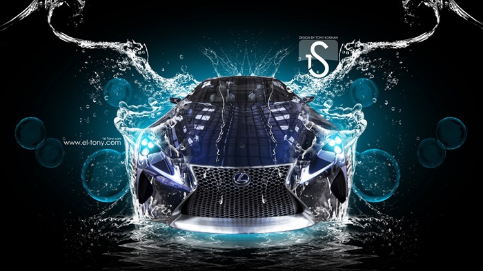 Water drops splash, beautiful car creative design wallpaper #14