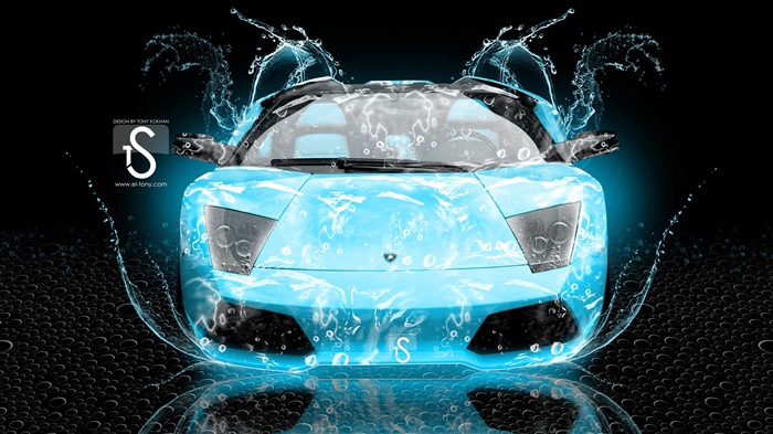 水滴のしぶき、美しい車創造的なデザインの壁紙 #16