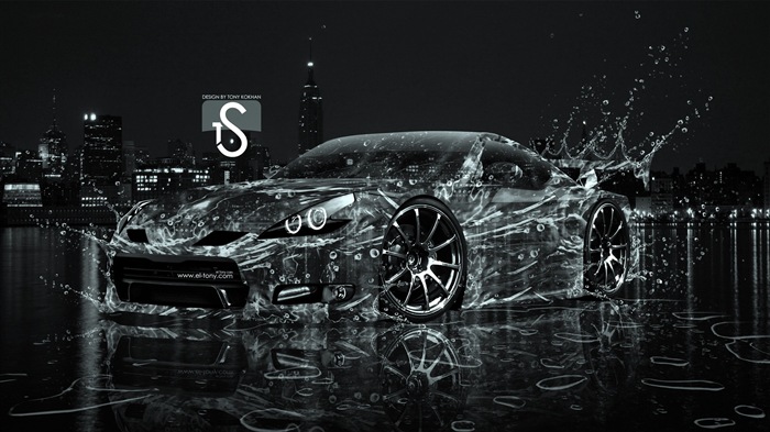 Water drops splash, beautiful car creative design wallpaper #17