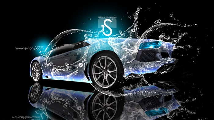 水滴のしぶき、美しい車創造的なデザインの壁紙 #19