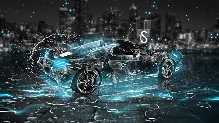 Salpicaduras gotas de agua, hermoso auto wallpaper diseño creativo #21