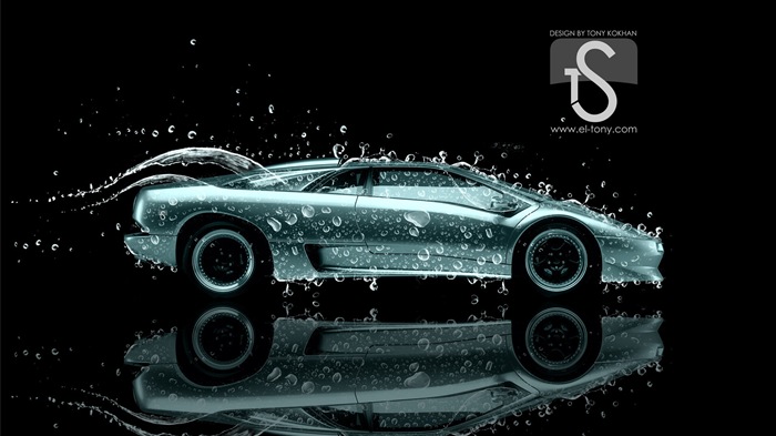 Water drops splash, beautiful car creative design wallpaper #27