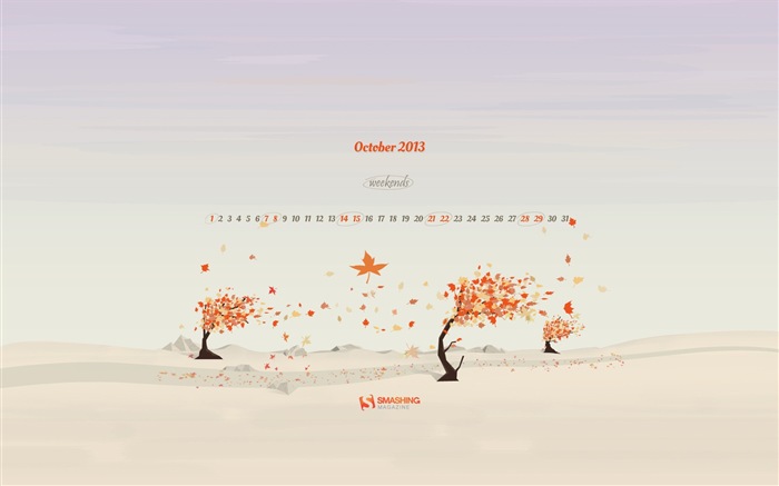 Octobre 2013 Calendrier fond d'écran (2) #10