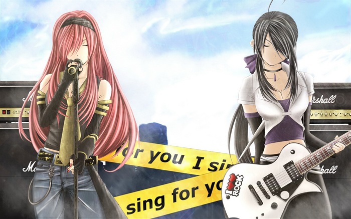 Música de guitarra anime girl fondos de pantalla de alta definición #3
