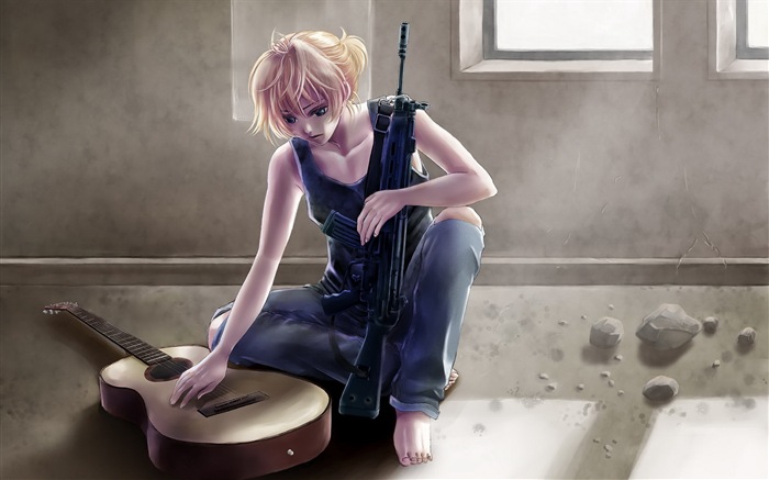 Música de guitarra anime girl fondos de pantalla de alta definición #8
