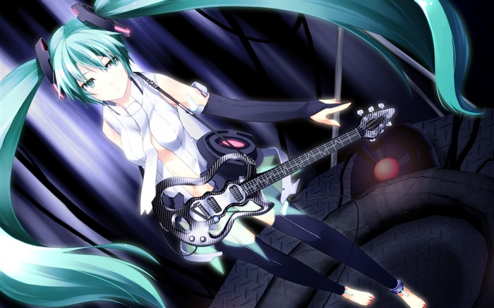 Música de guitarra anime girl fondos de pantalla de alta definición #12