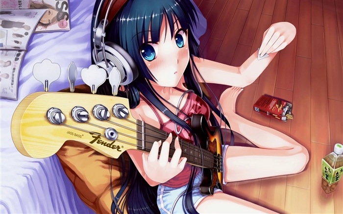 Гитарную музыку аниме девушки HD обои #18