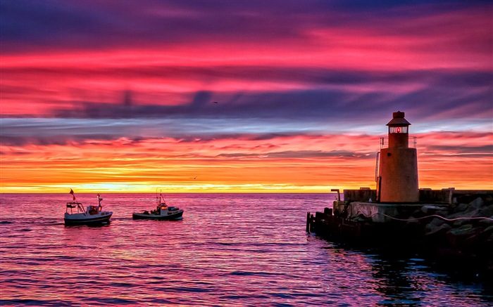 Coast Pier in der Dämmerung Landschaft HD Wallpaper #13