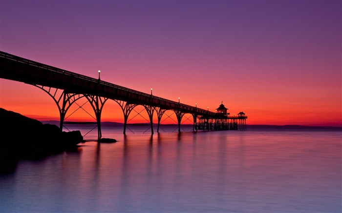 Coast Pier in der Dämmerung Landschaft HD Wallpaper #17