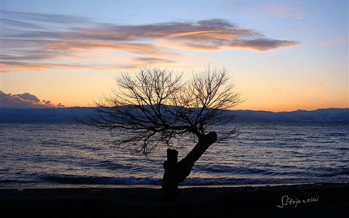 Po západu slunce, Lake Ohrid, Windows 8 téma HD Tapety na plochu #6