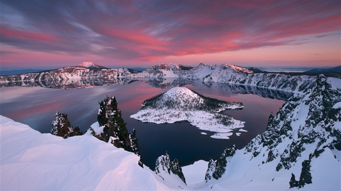 Volcanique paysage de lac fonds d'écran HD #9