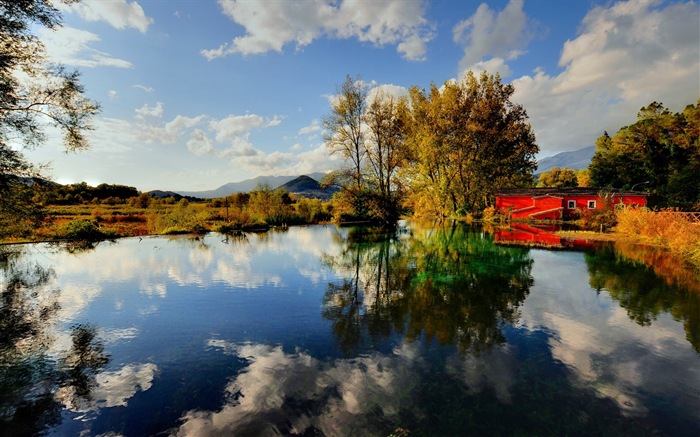 El agua y los árboles en otoño fondos de pantalla HD #9