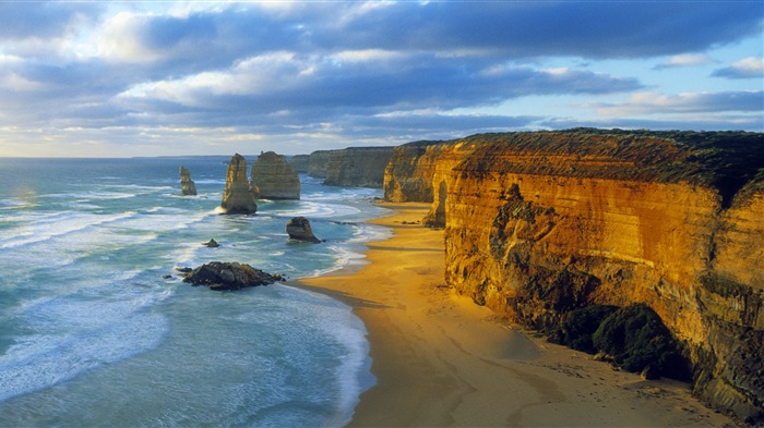 Magnifique coucher de soleil sur la plage, Windows 8 fonds d'écran widescreen panoramique #2