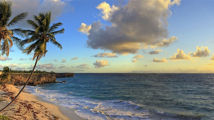 Magnifique coucher de soleil sur la plage, Windows 8 fonds d'écran widescreen panoramique #6