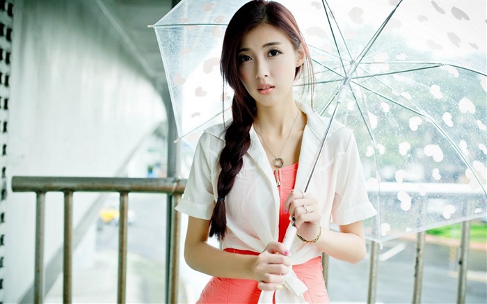 Rainy day pure girl HD wallpaper #2