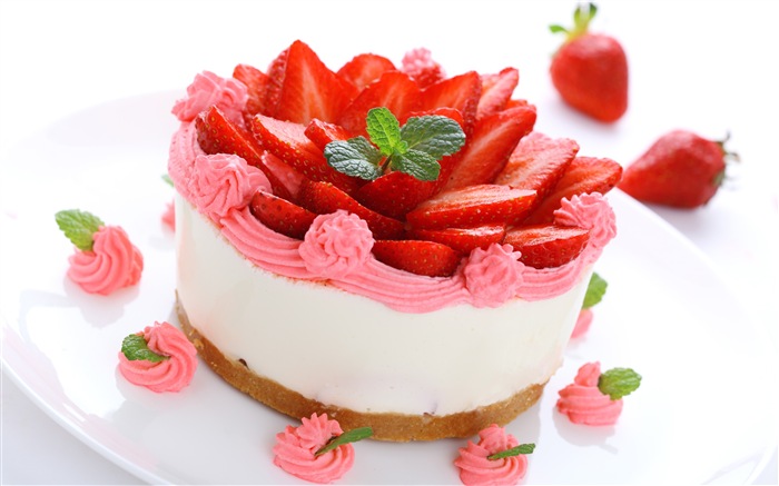 Délicieux gâteau fraises fonds d'écran HD #14