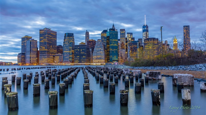 Empire State Building in New York, city night HD wallpapers #2