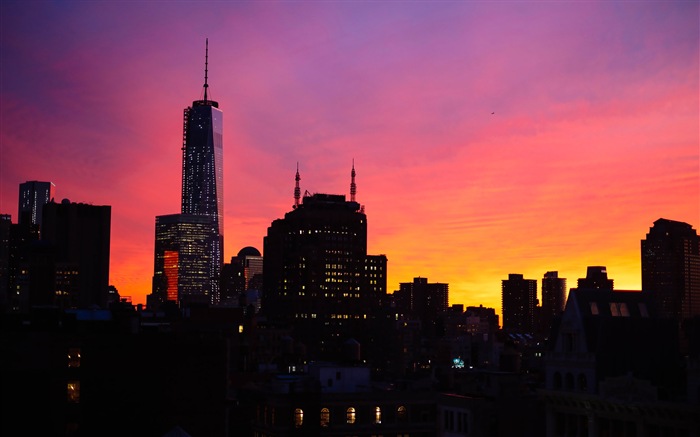 Empire State Building in New York, city night HD wallpapers #3