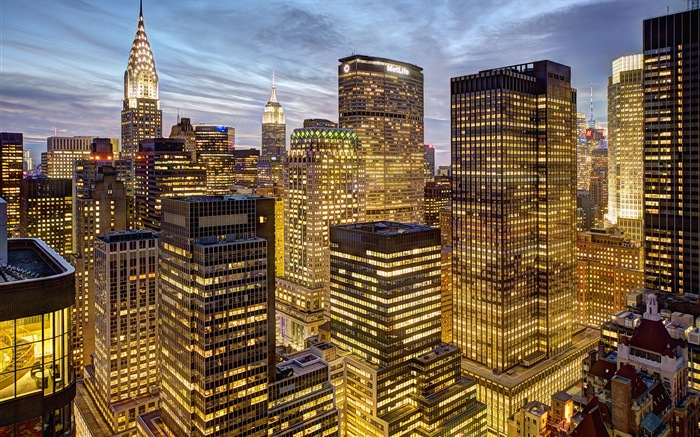 뉴욕의 엠파이어 스테이트 빌딩, 도시의 밤 HD 배경 화면 #5