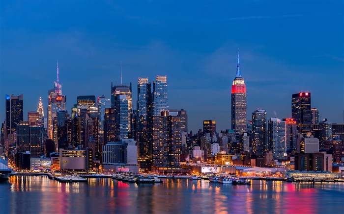 뉴욕의 엠파이어 스테이트 빌딩, 도시의 밤 HD 배경 화면 #20