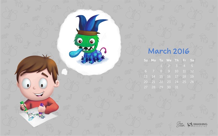 De marzo de fondo de pantalla de calendario el año 2016 (2) #4