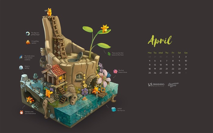 De abril de fondo de pantalla de calendario el año 2016 (2) #17