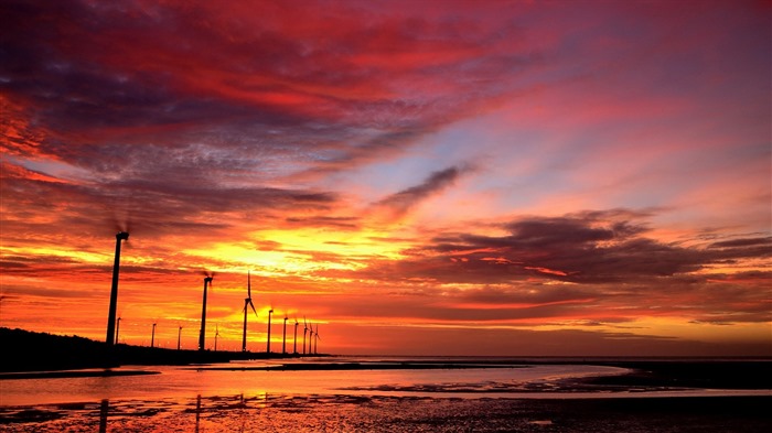 Taiwan Gaomei zones humides fonds d'écran coucher de soleil HD #3