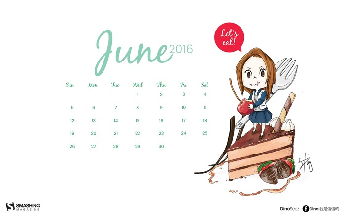 De junio de el año 2016 fondo de pantalla de calendario (2) #13