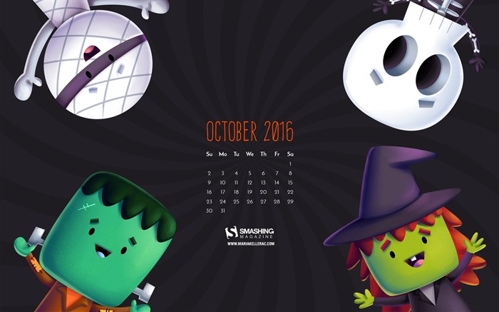 De octubre de el año 2016 fondo de pantalla de calendario (2) #6