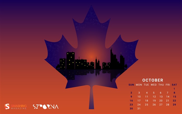 De octubre de el año 2016 fondo de pantalla de calendario (2) #10