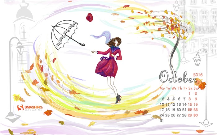 Octobre 2016 calendrier fond d'écran (2) #11