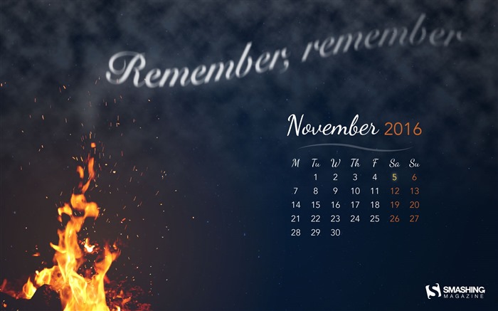 Fondo de escritorio del calendario de noviembre de 2016 (2) #17