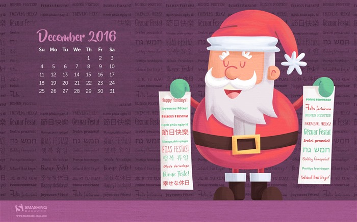 December 2016 Christmas theme calendar wallpaper (1) #24
