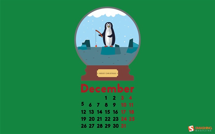 December 2016 Christmas theme calendar wallpaper (2) #8